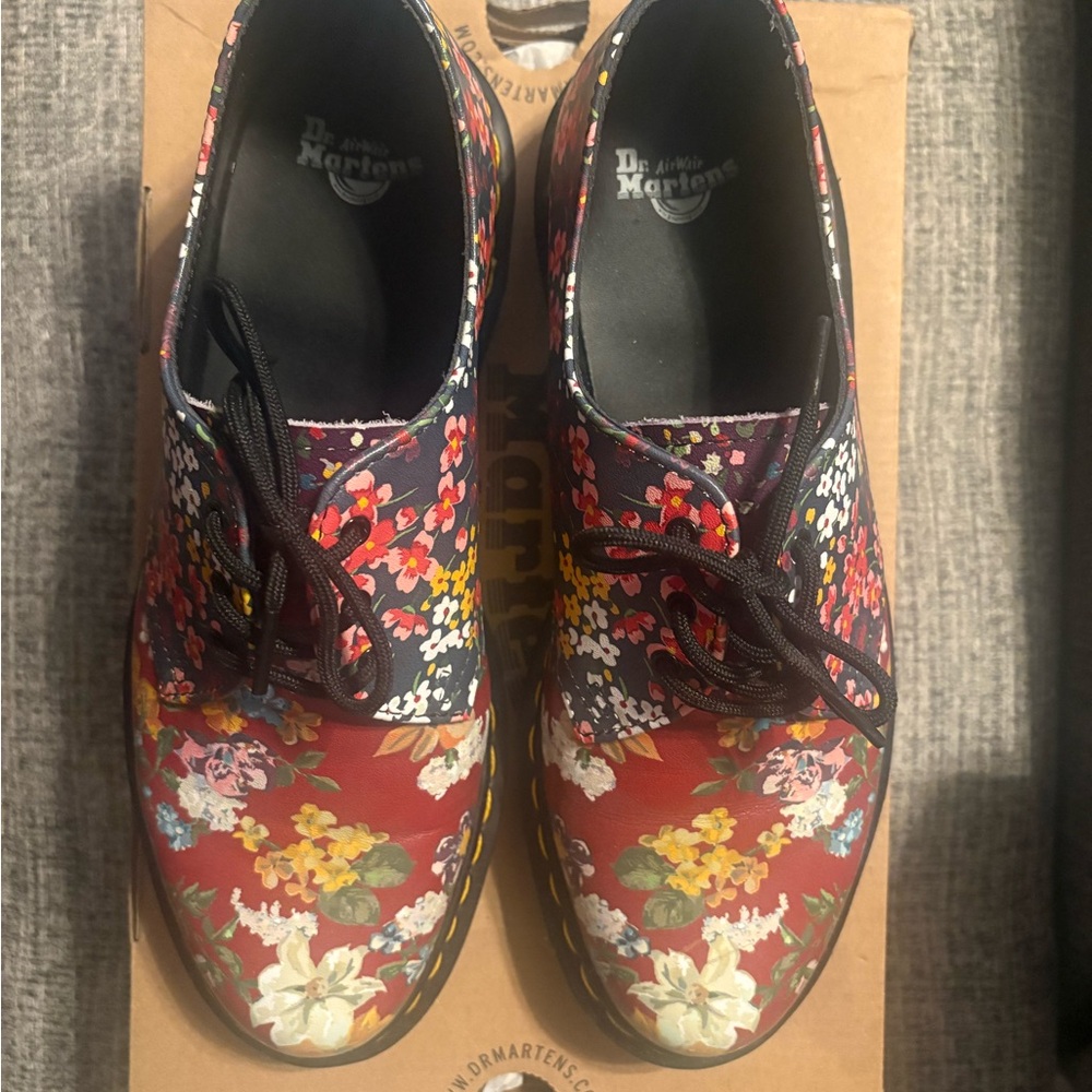 Dr. Martens Red Floral Loafers